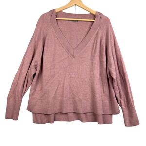 Anthropologie Gabby Sweater‎ Mauve Pink Sz M Long sleeve 100% Merino wool V-neck